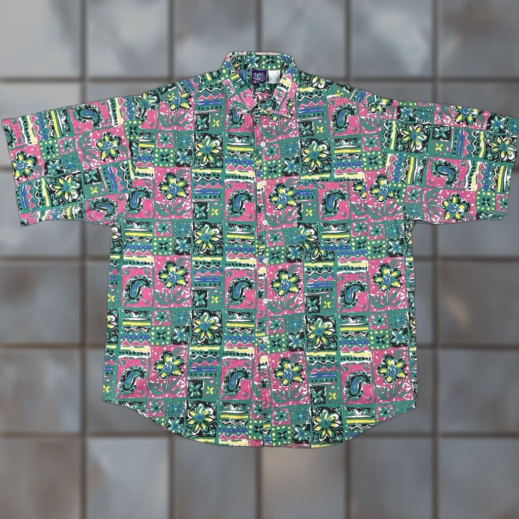 ESPIRIT VINTAGE Pro Spirit Men's Large Button Up Shirt Floral Pattern Hawaiian Retro 80s Size US L / EU 52-54 / 3 - 1 Thumbnail