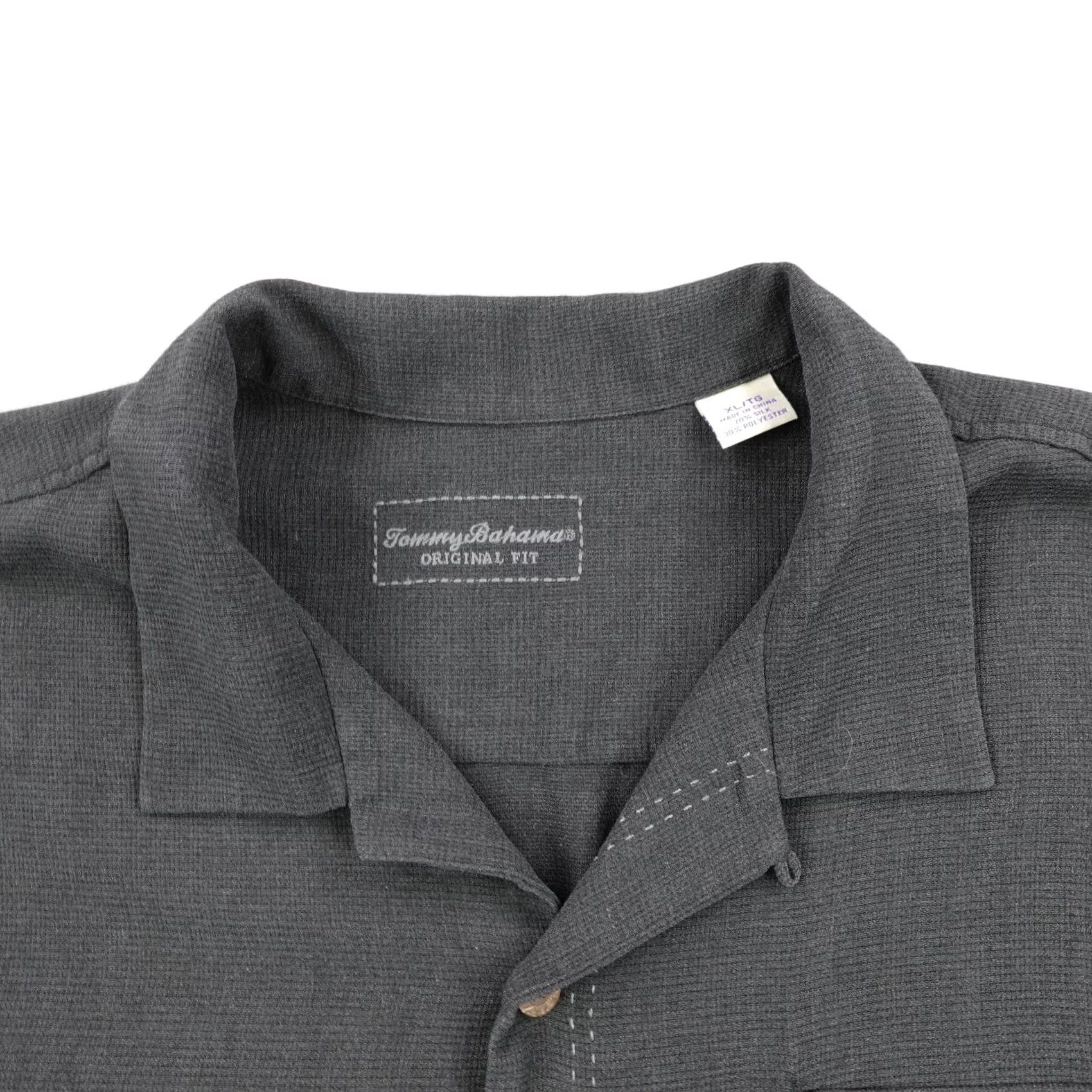 Tommy Bahama Tommy Bahama Shirt XL Black Silk Blend Hawaiian Aloha Island Zone Loop Collar Size US XL / EU 56 / 4 - 2 Thumbnail