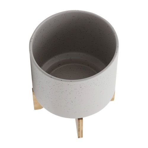 Designer × Homemade 10" PLANTER W/ WOOD STAND, MATTE BEIGE Size US L / EU 52-54 / 3 - 5 Thumbnail