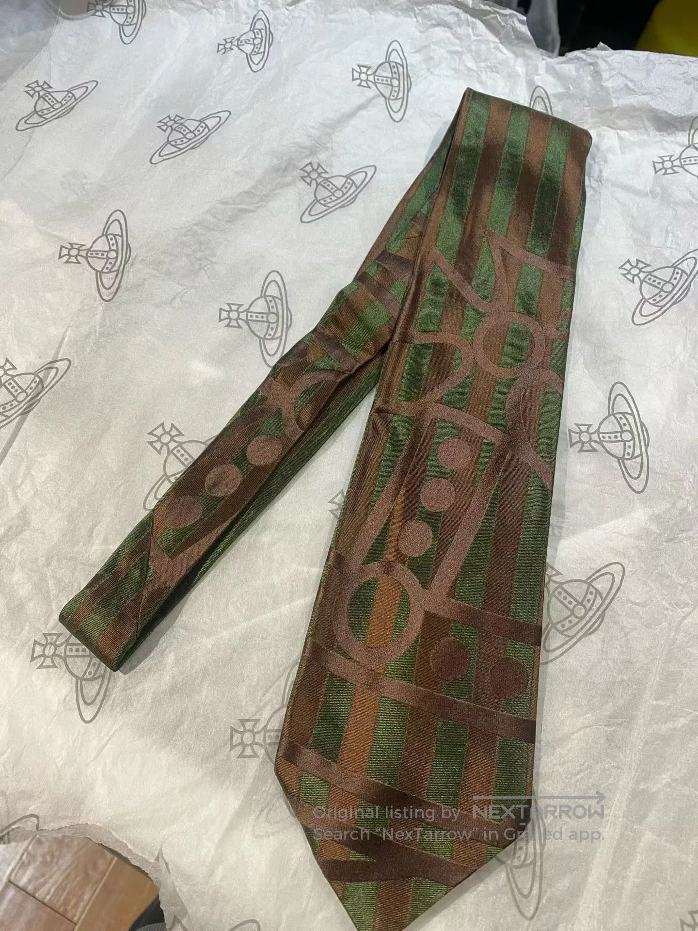 Vivienne Westwood Vivienne Westwood Army Green Stripe Saturn Tie. Size ONE SIZE - 2 Thumbnail