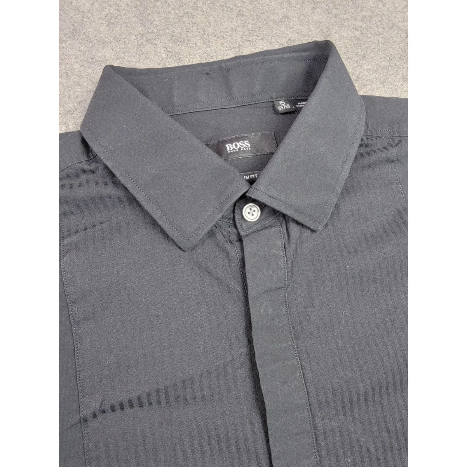 Hugo Boss HUGO BOSS Shirt Mens 15 Slim Fit Black Tuxedo Pleated Bib Dress Long Sleeve Shirt Size 40R - 2 Thumbnail
