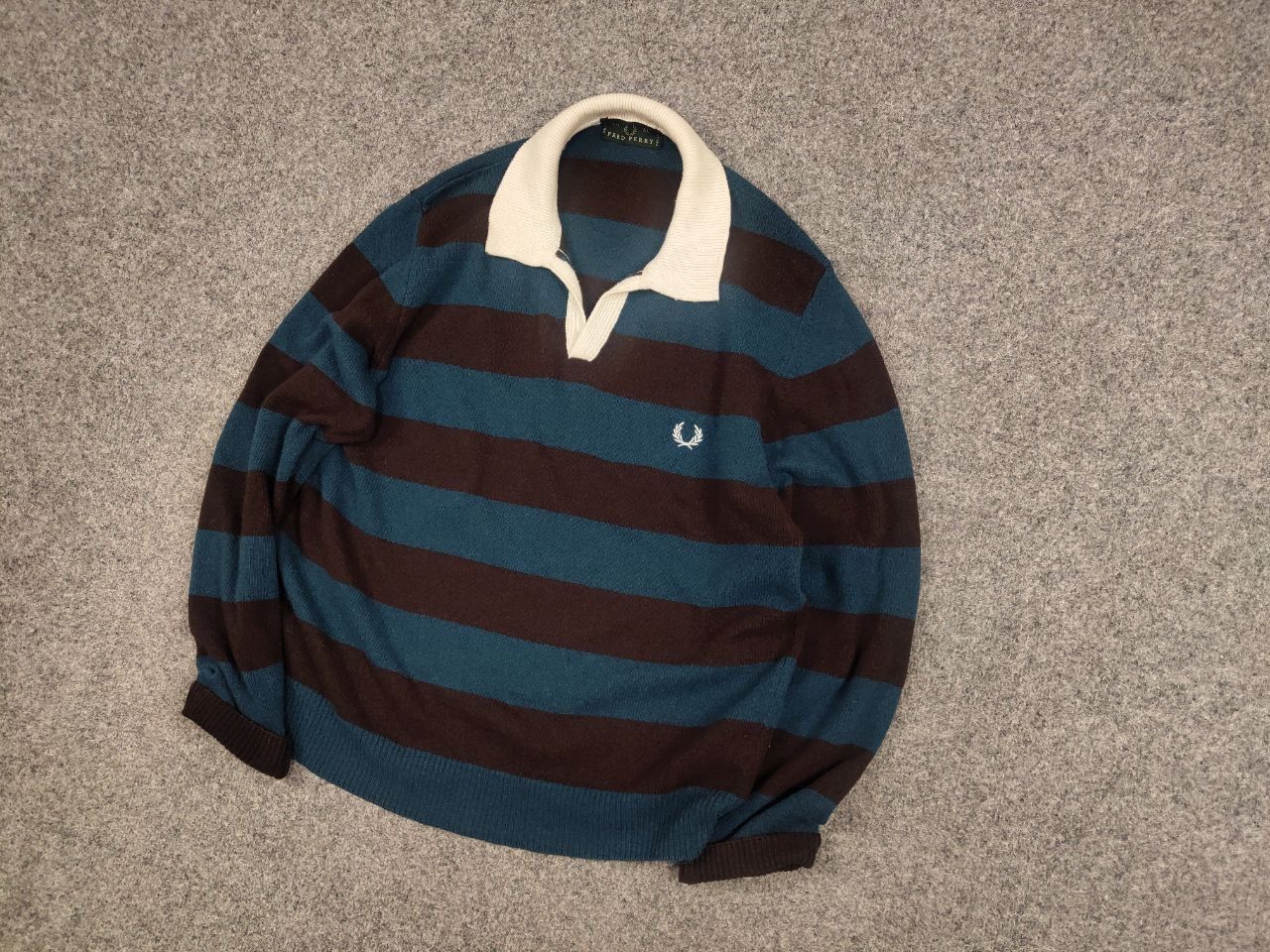Fred Perry Vintage Fred Perry Raf Simons Style Wool Striped Sweater Size US L / EU 52-54 / 3 - 3 Thumbnail