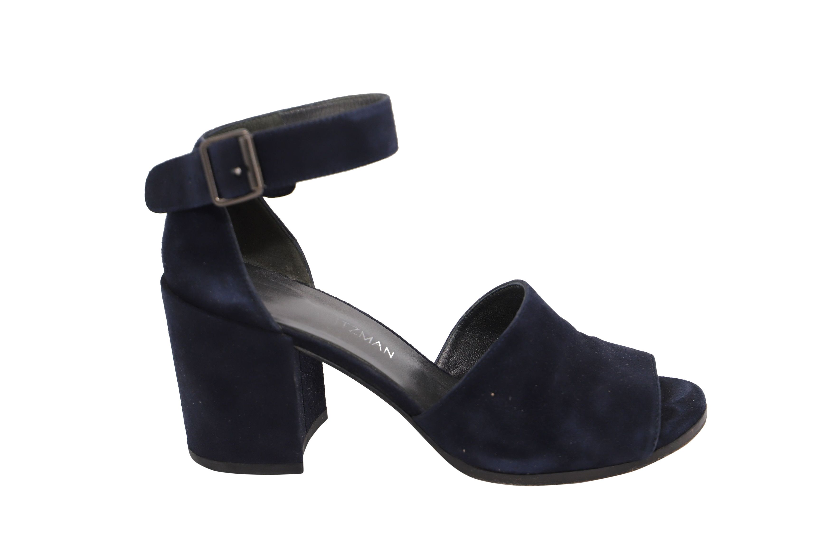 Stuart Weitzman Stuart Weitzman Soho Gal Block Sandals in Navy Blue Suede Size US 6 / IT 36 - 1 Thumbnail