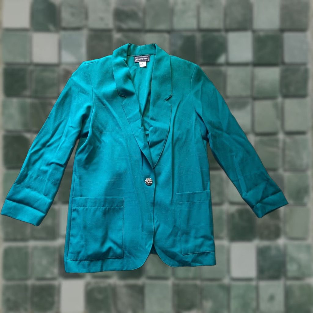 Vintage VINTAGE Requirements Blazer Womens Size 8 Teal 1 button 2 pocket USA Blazer Womens Size 8 Blue Pockets Included Size M / US 6-8 / IT 42-44 - 1 Thumbnail