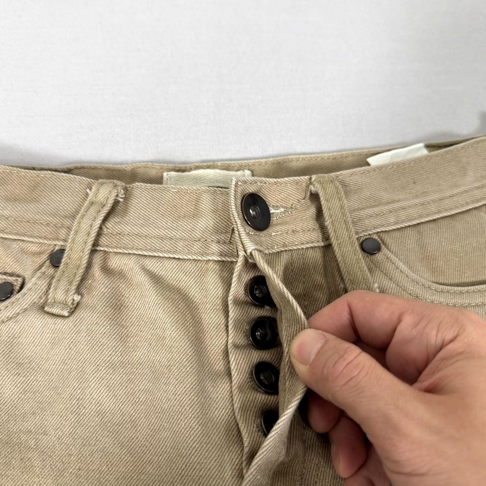 The Unbranded Brand Unbranded Brand Jeans Mens 32x29 Beige Selvedge UB207 Tapered Denim Pants Size US 32 / EU 48 - 3 Thumbnail