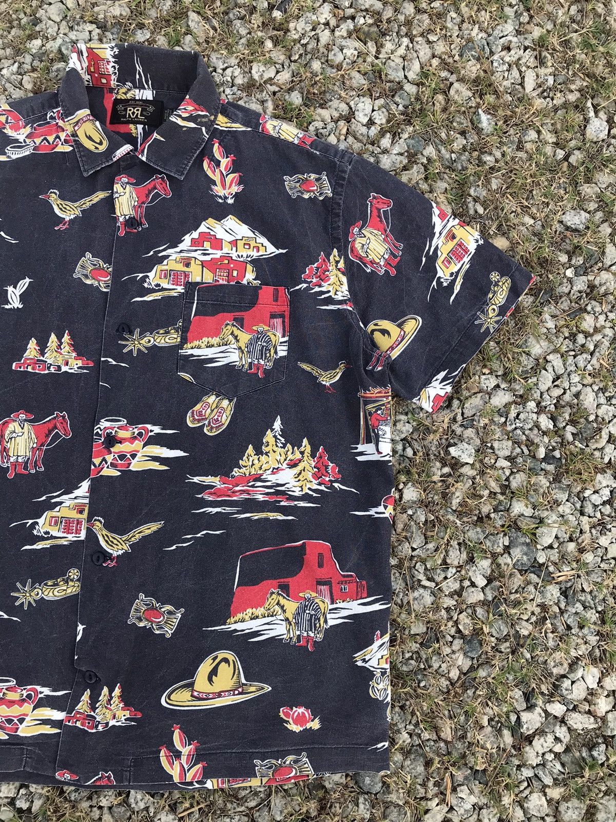 RRL Ralph Lauren Vintage RRL Ralph Lauren Camp Short Sleeve Button Shirt Size US XL / EU 56 / 4 - 2 Thumbnail