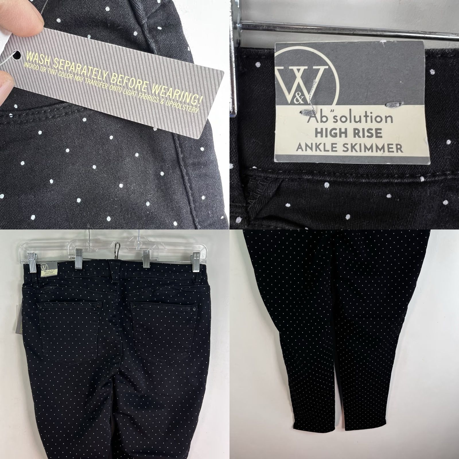 Vintage Wit & Wisdom Ab-solution Ankle Skimmer Polka Dot Pants Regular 16 Black Knit Cotton Blend Spandex Pockets High Rise Tapered Mens Womens Girls Boys Size 38" / US 16 / IT 52 - 8 Thumbnail