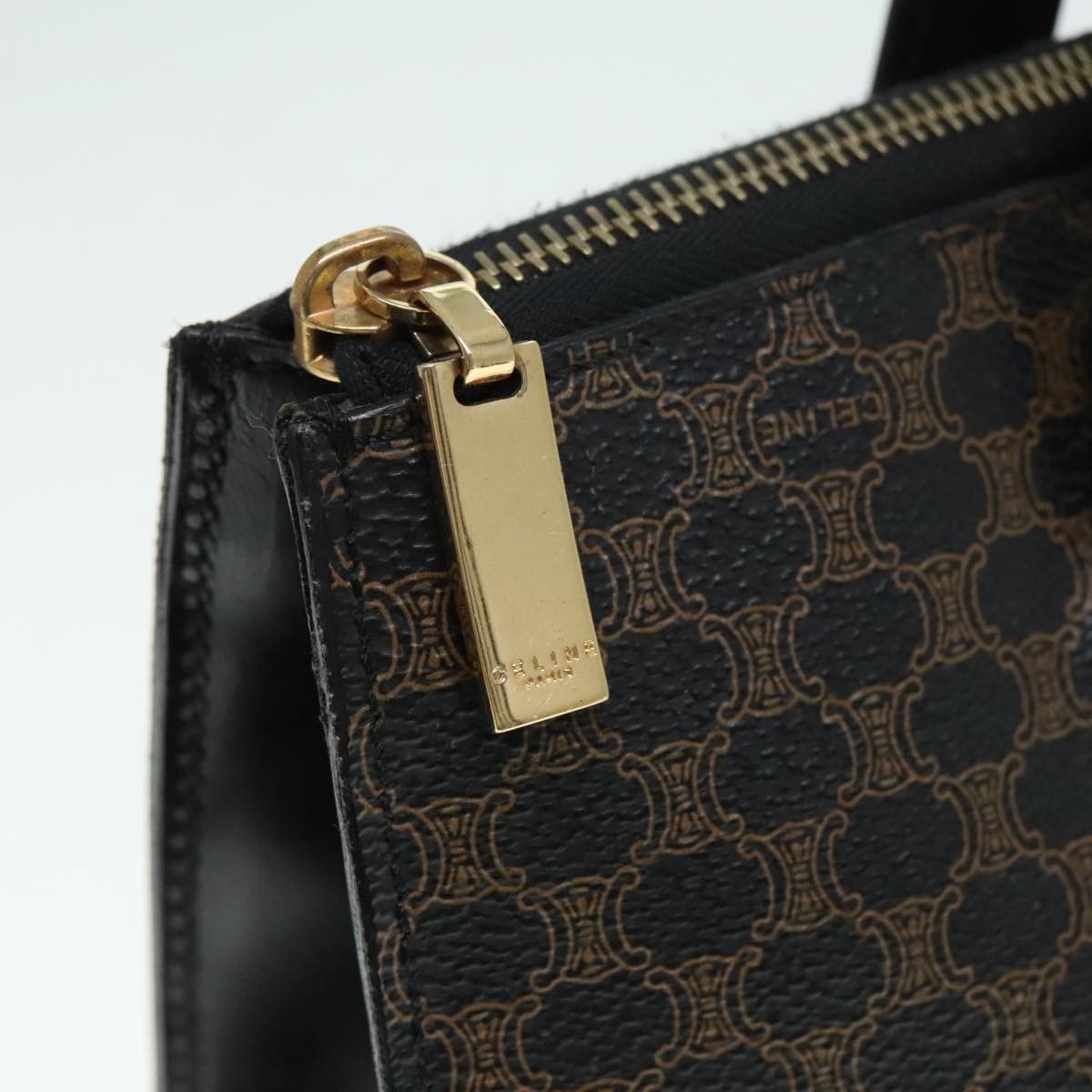 Celine CELINE Macadam Canvas Hand Bag Pvc Black Size ONE SIZE - 9 Thumbnail