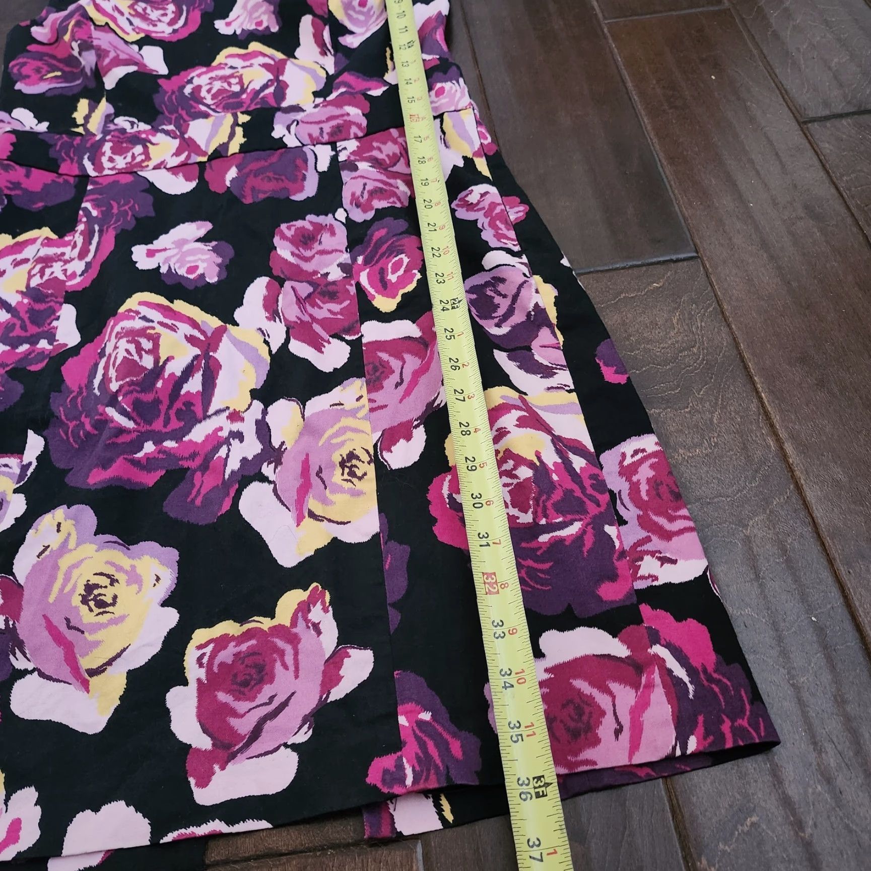 Express VINTAGE Express Womens 12 Floral Fit Flare Dress Pink Black Size XL / US 12-14 / IT 48-50 - 6 Thumbnail