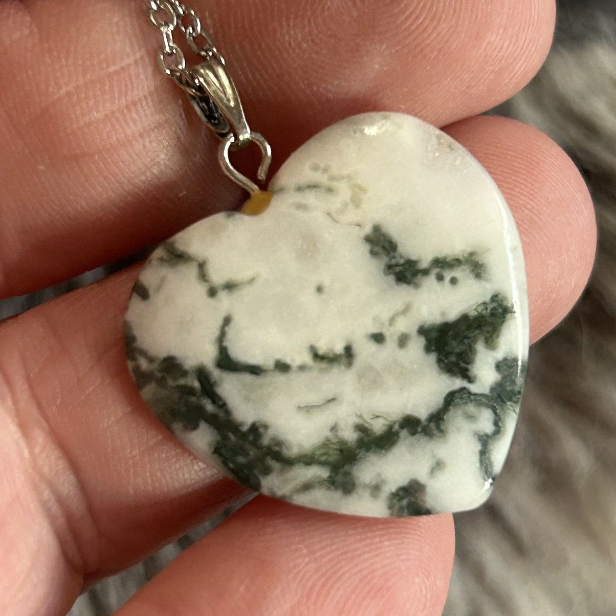 Handmade Handcrafted tree agate stone heart pendant on chain necklace Size ONE SIZE - 8 Thumbnail