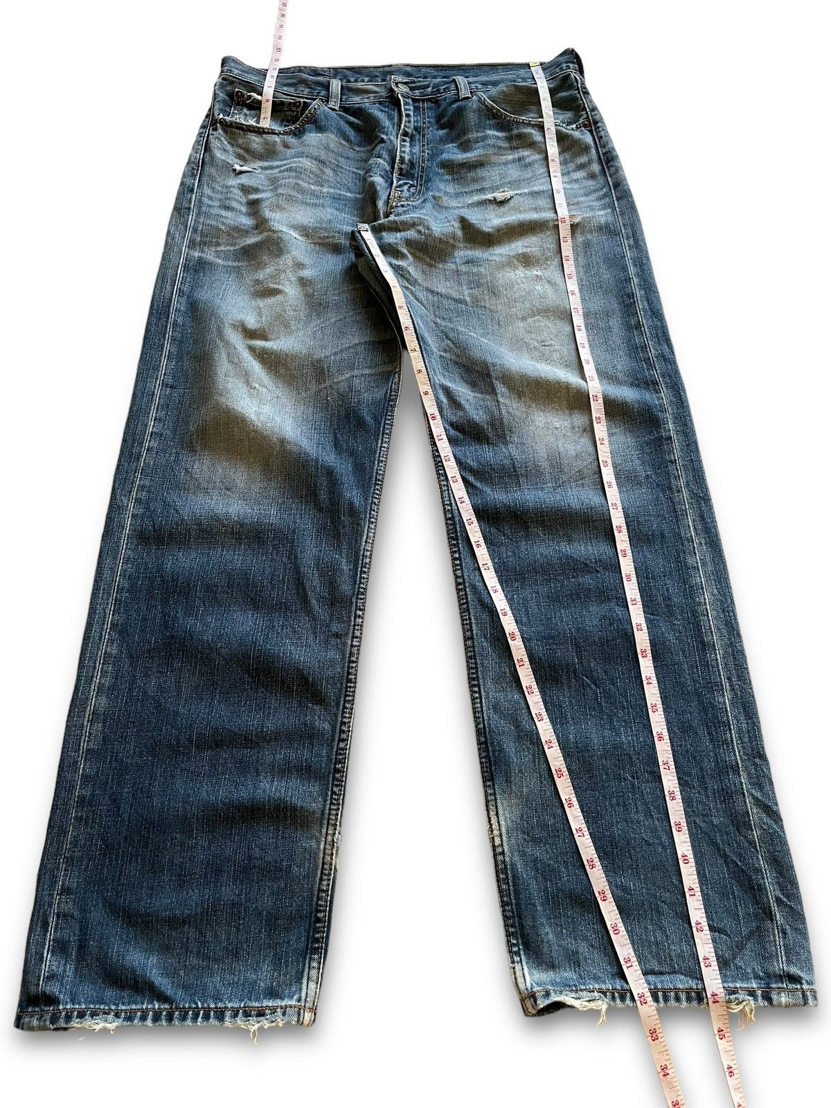 Levi's Vintage 90s Levis 703 Blue Wash Distressed Baggy Jeans 37x32 Size US 37 - 11 Thumbnail