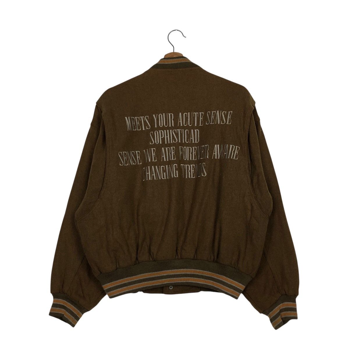 Japanese Brand 📌Rich Brown Bomber Jacket Expressly Big Logo Issey Miyake Size US M / EU 48-50 / 2 - 9 Thumbnail