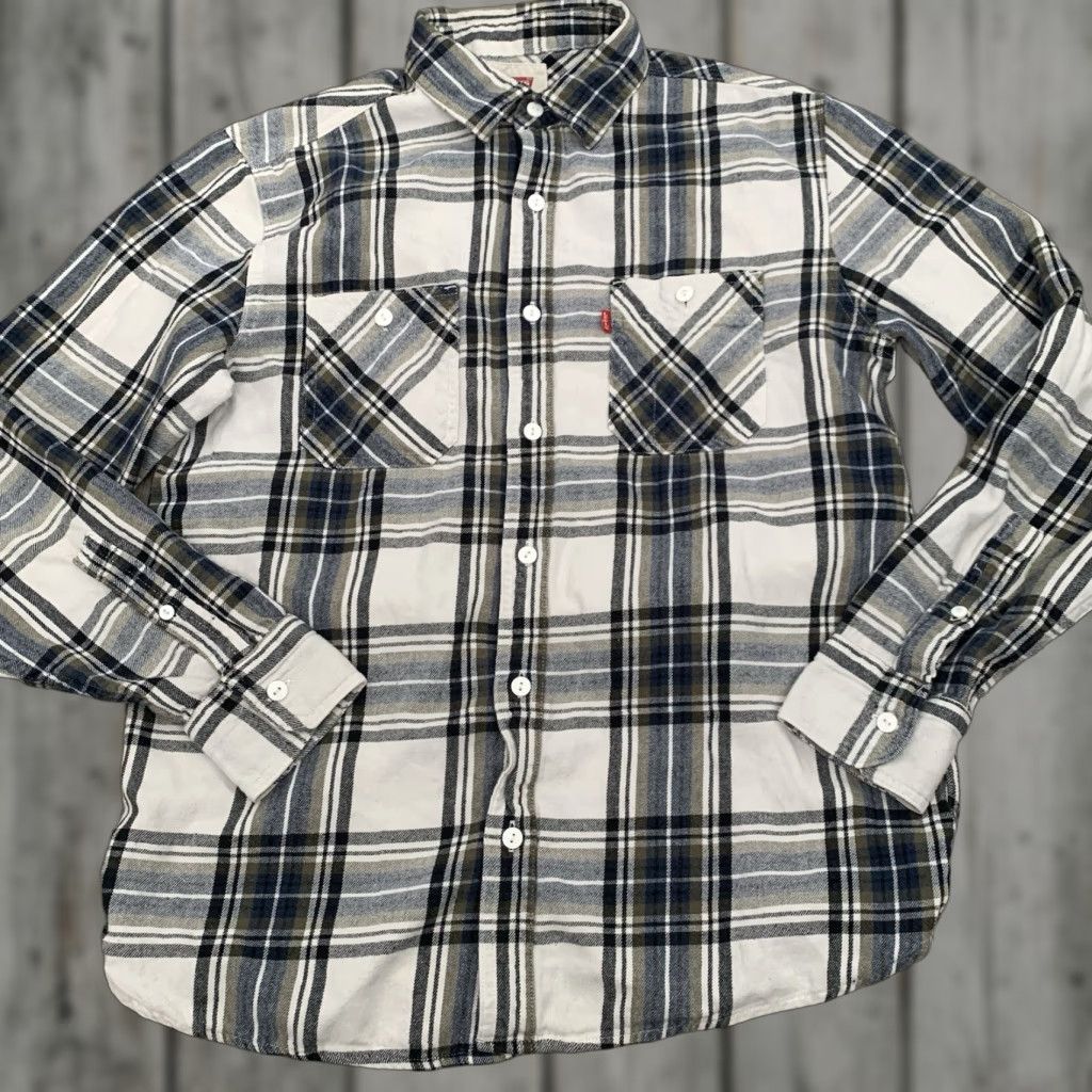 Levi's Levi’s Shirt Men Small Plaid Button-Up 100% Cotton Pockets Beige Flannel Casual Western 90s? (Oops) Size US S / EU 44-46 / 1 - 1 Thumbnail