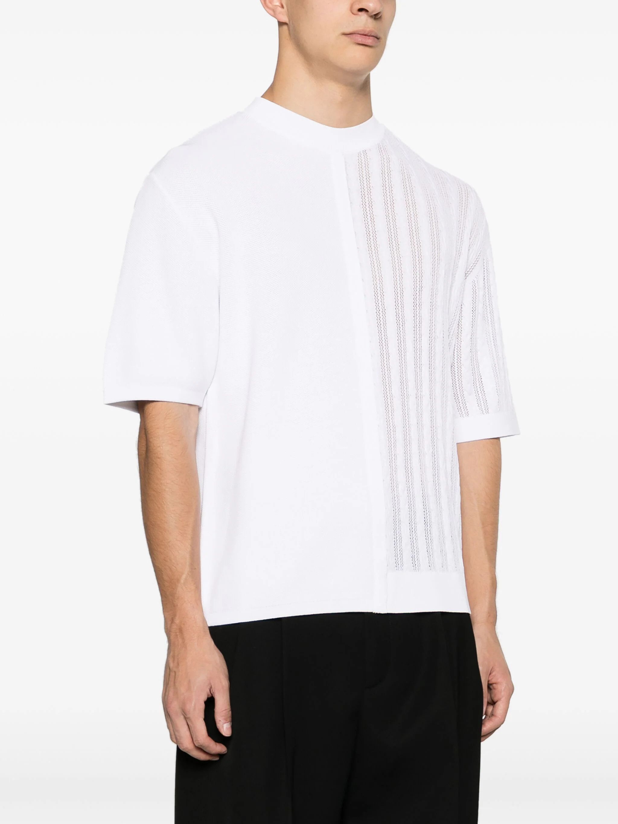 Jacquemus o1s22i1n1024 Knit Short Sleeve T-Shirt in White Size US M / EU 48-50 / 2 - 3 Thumbnail