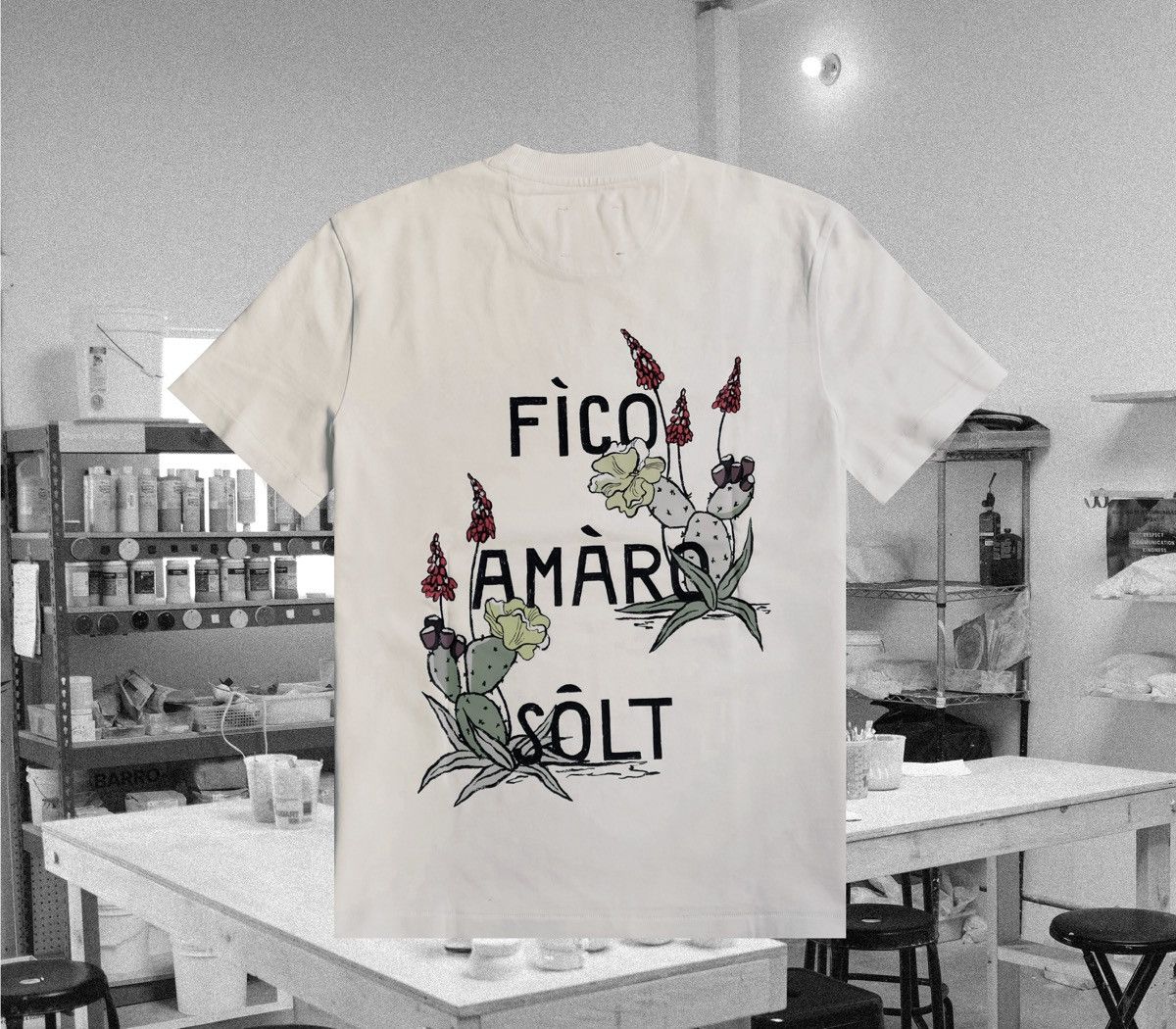 Vintage FìCO AMÀRO SÔLT BLiND STiTCH CACTUS TEE CREAM ORANGE COUNTY Size US XL / EU 56 / 4 - 18 Thumbnail