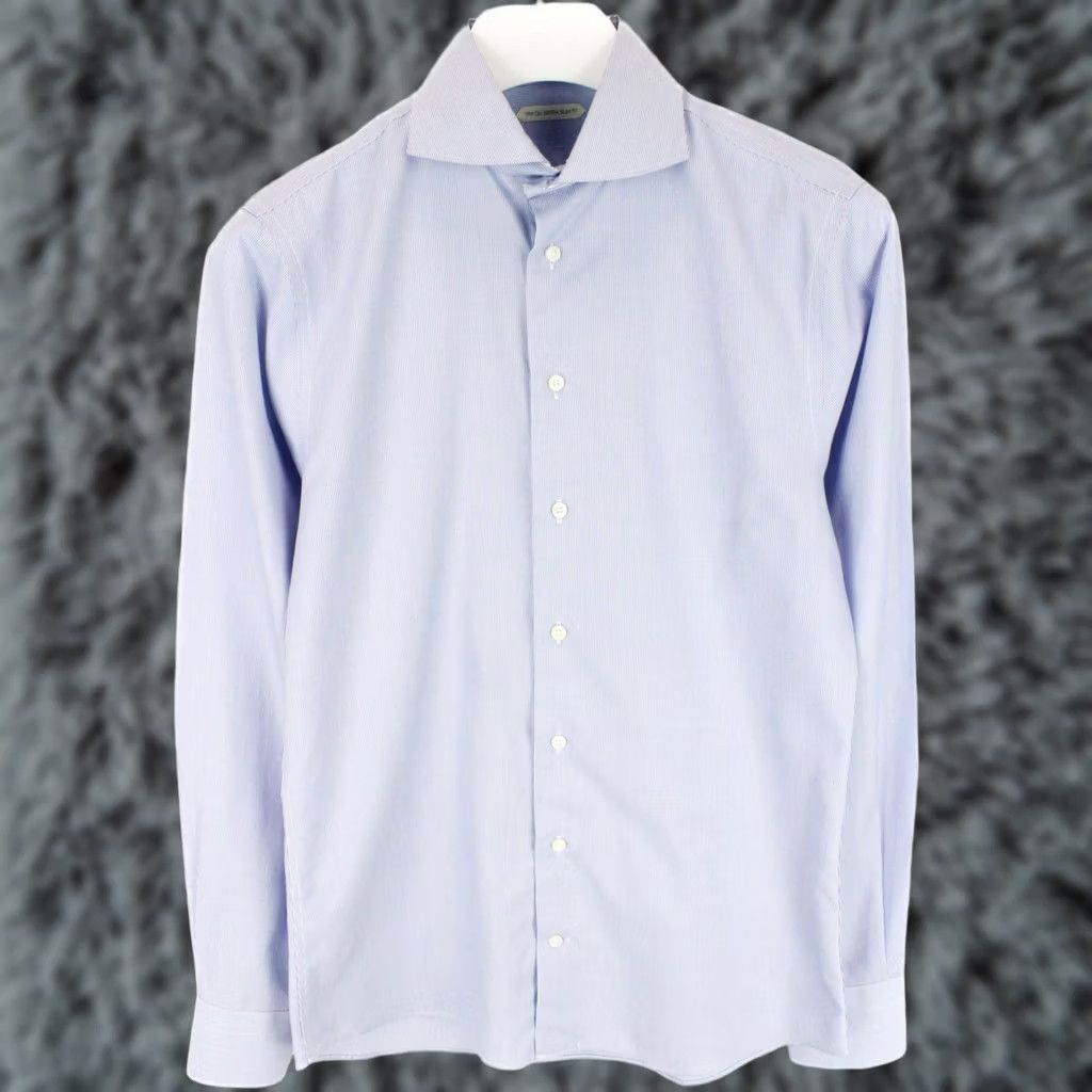 Suitsupply SUITSUPPLY Try On Extra Slim Fit Formal Shirt Men's Blue Pinstripe 38 / 15 Size 38R - 1 Thumbnail