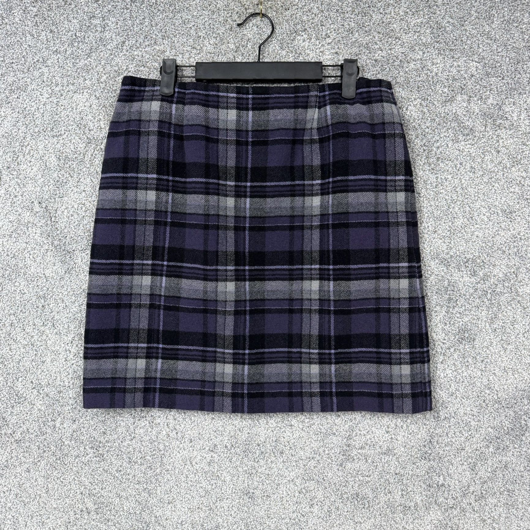 Vintage &madison MAX Skirt 14P Petite Plaid Wool-Blend Short Pencil Casual Womens 90s Dark Academia Size 36" / US 14 / IT 50 - 6 Thumbnail