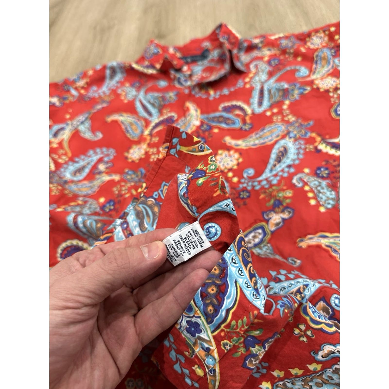 Ralph Lauren VINTAGE Ralph Lauren Short Sleeve Button Shirt Mens 2XL Paisley AOP Red Rare Shirt Size US XXL / EU 58 / 5 - 6 Thumbnail