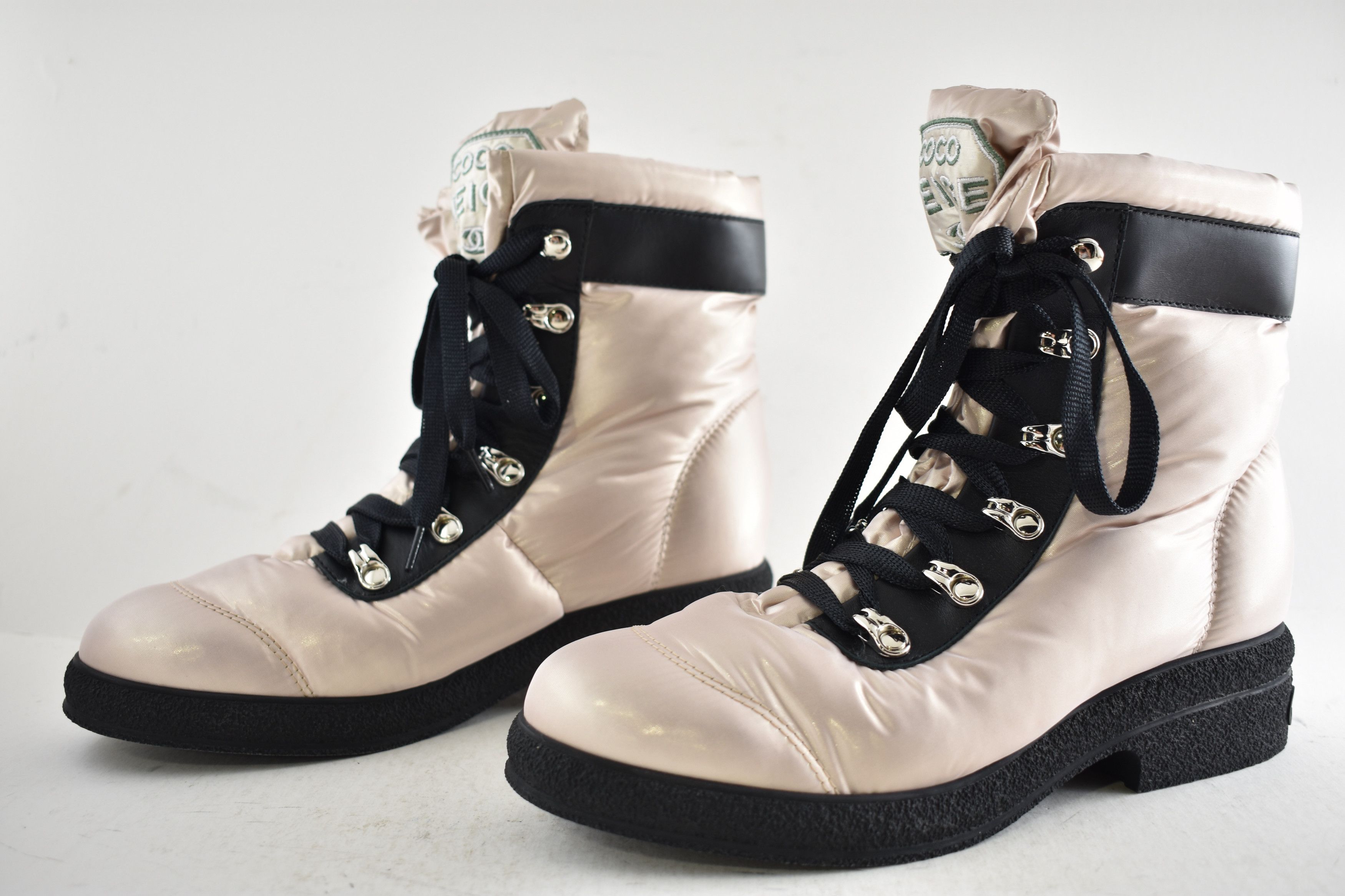 Chanel 18B Coco Neige Black Snow Winter Lace Up Tie Combat Boots 42 Size US 12 / IT 42 - 12 Thumbnail