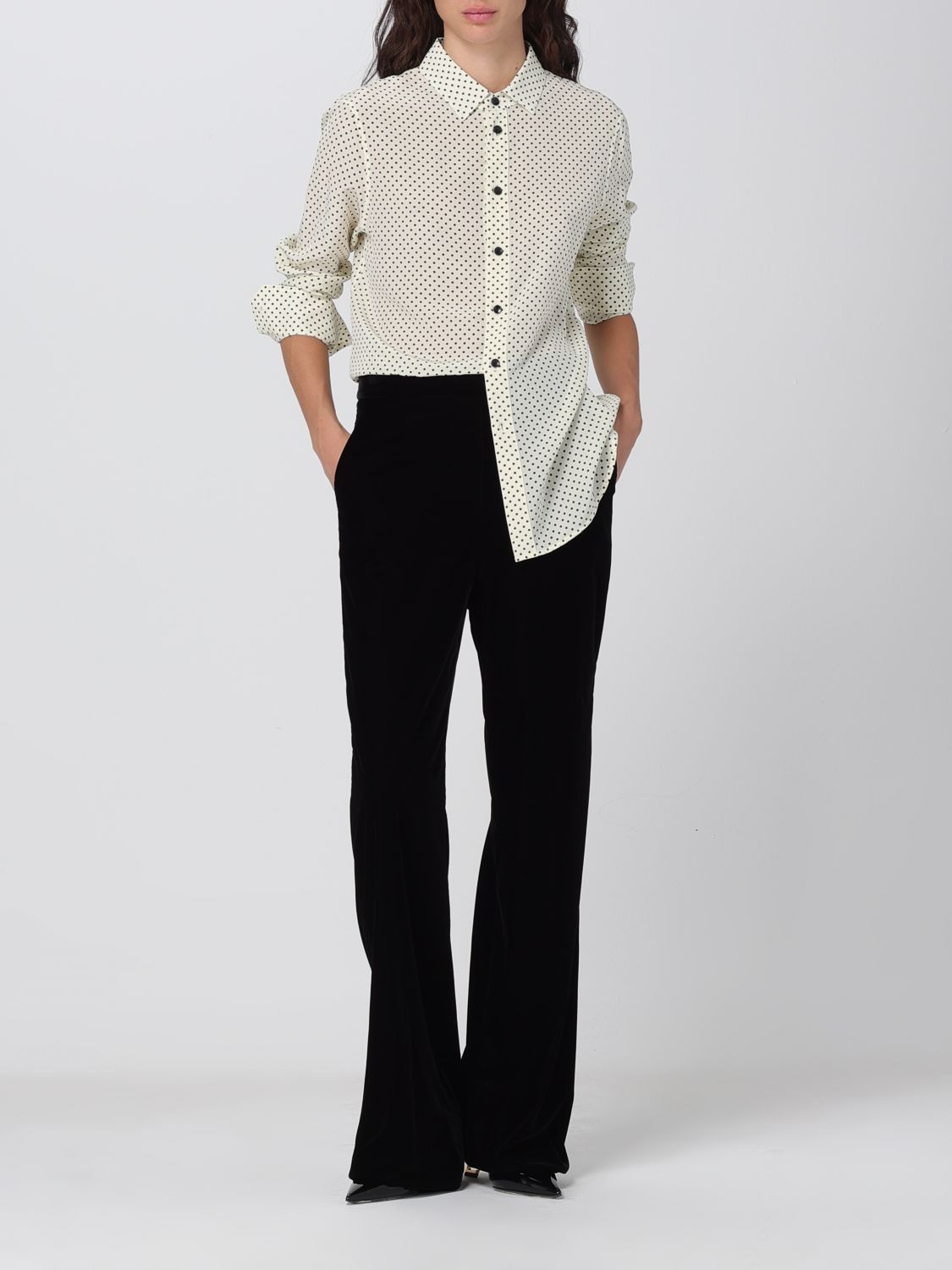 Saint Laurent Paris o1s1wg110125 710448 Classic Shirt in Dotted Crepe de Chine Size M / US 6-8 / IT 42-44 - 6 Thumbnail
