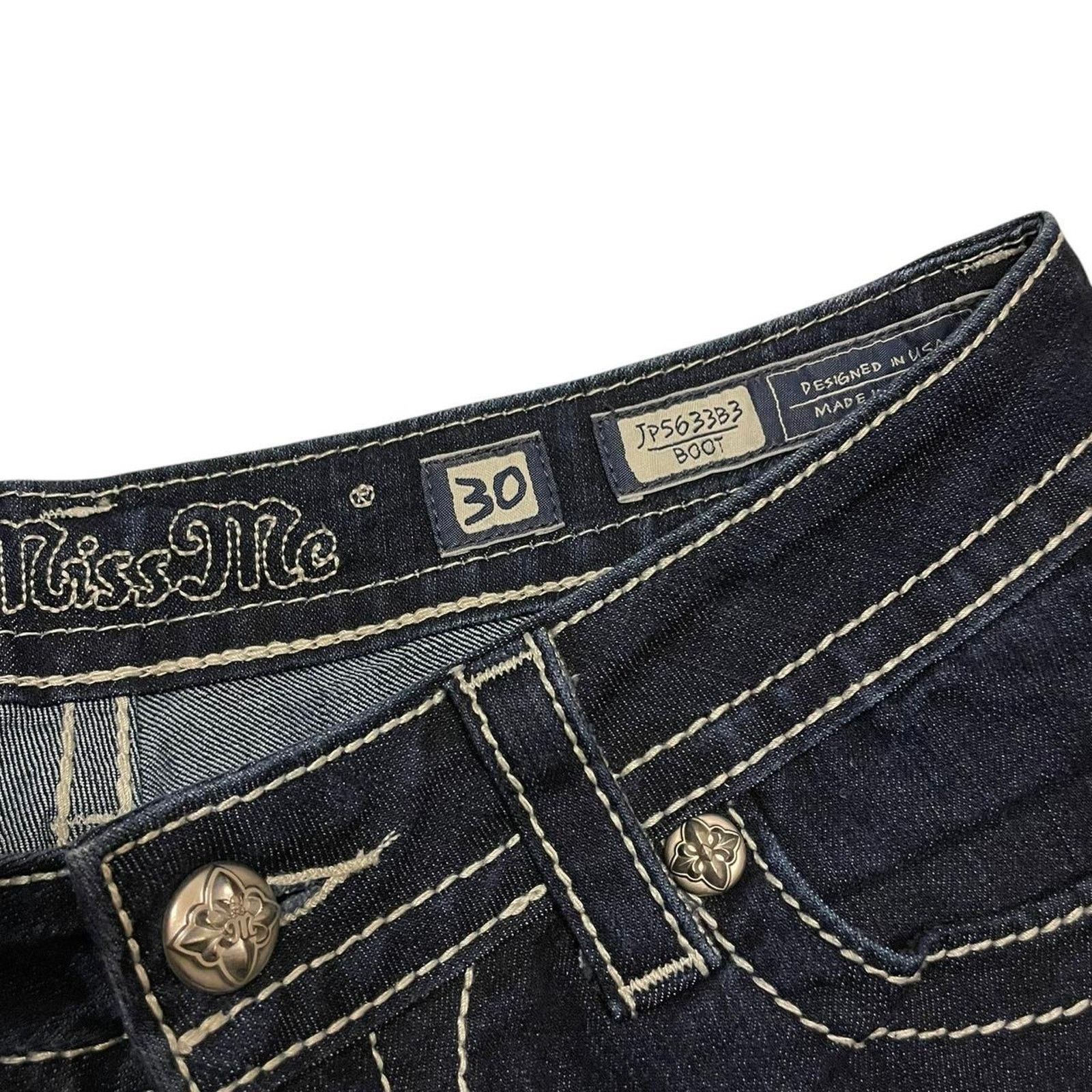 Miss Me VTG Y2K rave skater Miss Me bootcut jeans studded crosses Size 30" / US 8 / IT 44 - 7 Thumbnail