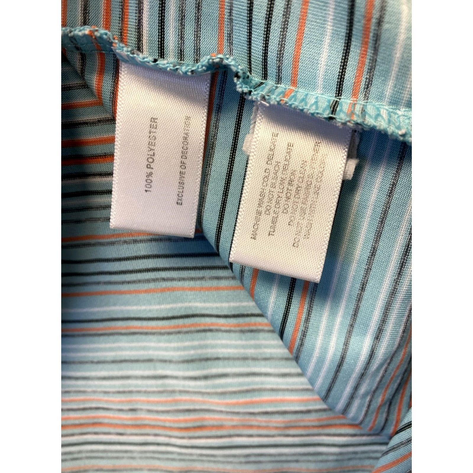 Vintage TPC Summer Comfort Golf Shirt Polo Men’s Blue Pink White Striped Short Sleeve Moisture Wicking Lightweight Stretch Breathable Collared - 0781 Size US L / EU 52-54 / 3 - 4 Thumbnail