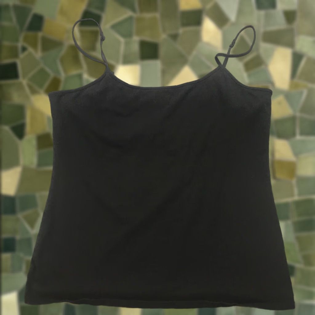 Vintage Maurices Womens Shirt Top XL Black Halter Sleeveless Spaghetti Straps Stretch Tank Casual Basic Jersey Cotton Blend, Spandex Size XL / US 12-14 / IT 48-50 - 1 Thumbnail