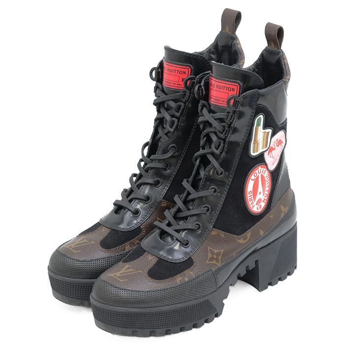 Louis Vuitton Louis Vuitton Louis Vuitton Laureate Monogram Leather Platform Boots Leather Shoes DUTY FREE for USA Size ONE SIZE - 1 Thumbnail
