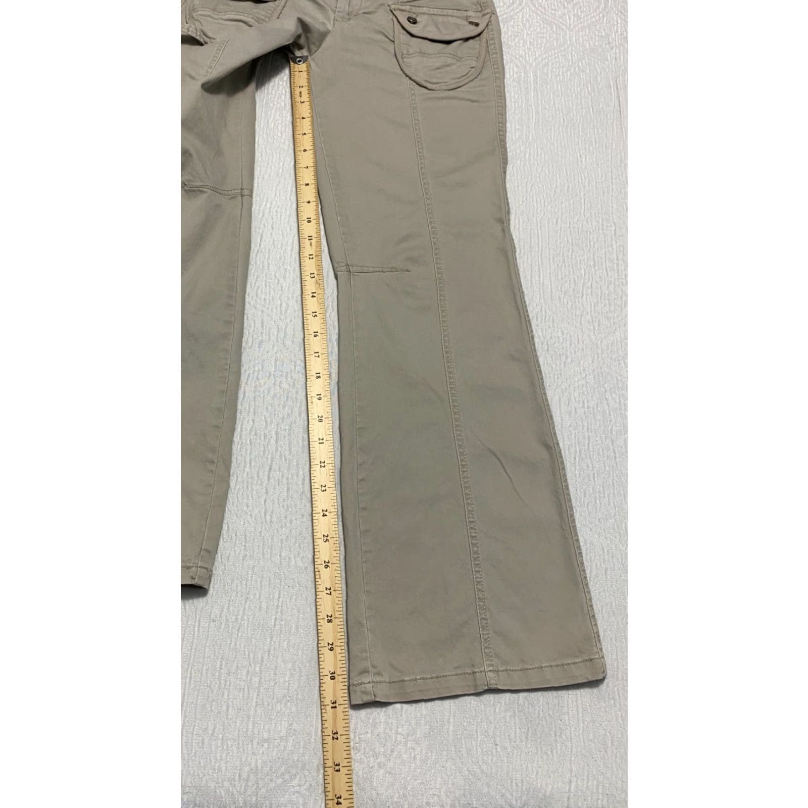 Vintage No Boundaries Women's Pants Juniors Size 9 Beige Wide Leg Stretch Size 28" / US 6 / IT 42 - 6 Thumbnail