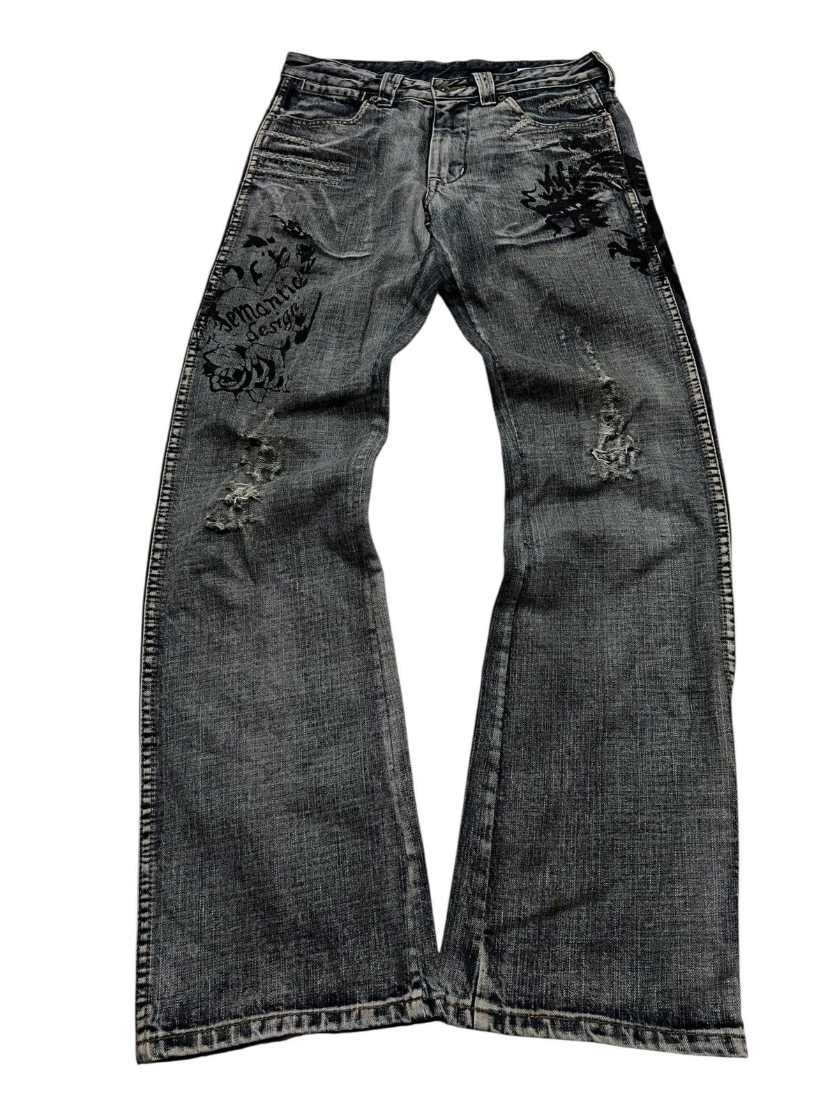 If Six Was Nine Semantic design tattoos washed flared pants Size US 30 / EU 46 - 8 Thumbnail