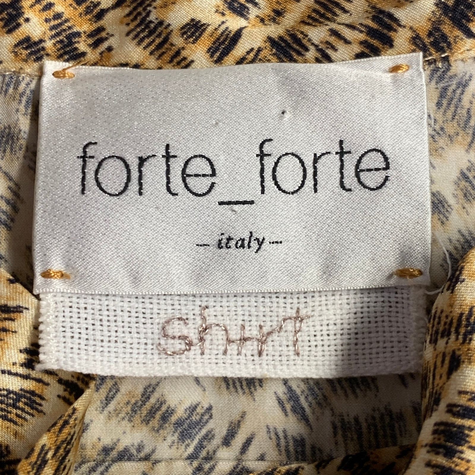 Other FORTE_FORTE 8 Tan Brown Silk Abstract Hidden Buttons Shirt Size M / US 6-8 / IT 42-44 - 5 Thumbnail