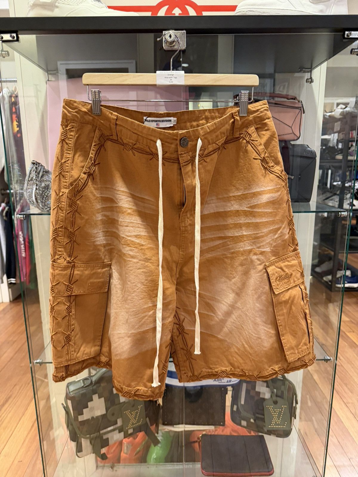 Vale Vale Barbed Wire Cargo Shorts - Orange Khaki Size US 34 / EU 50 - 1 Thumbnail