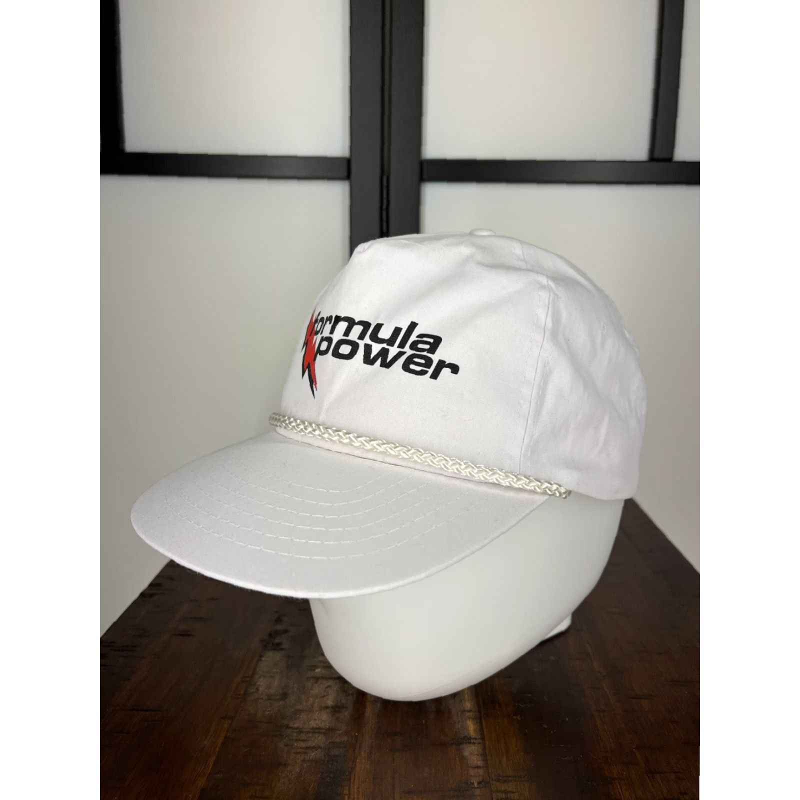 Vintage Formula Power Hat Cap Strap Back Adult One Size White Nylon 90s Look KC Collections Baseball Cap Men's Adjustable Lightweight Hair-Screw Rope Fashion Size ONE SIZE - 4 Thumbnail