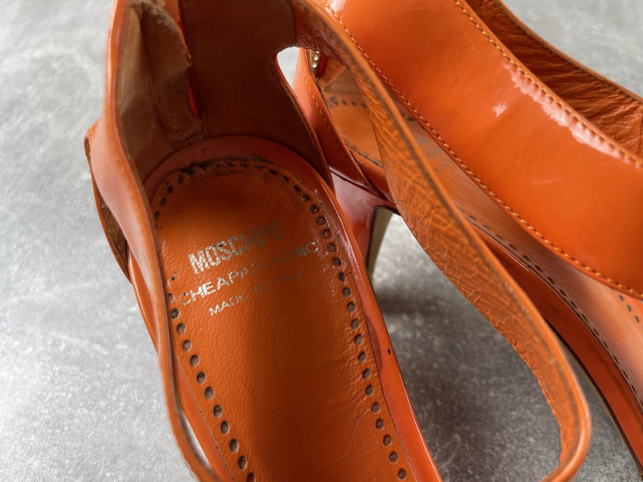 Moschino Moschino leather orange open toe heels sandals shoe Size US 8 / IT 38 - 7 Thumbnail