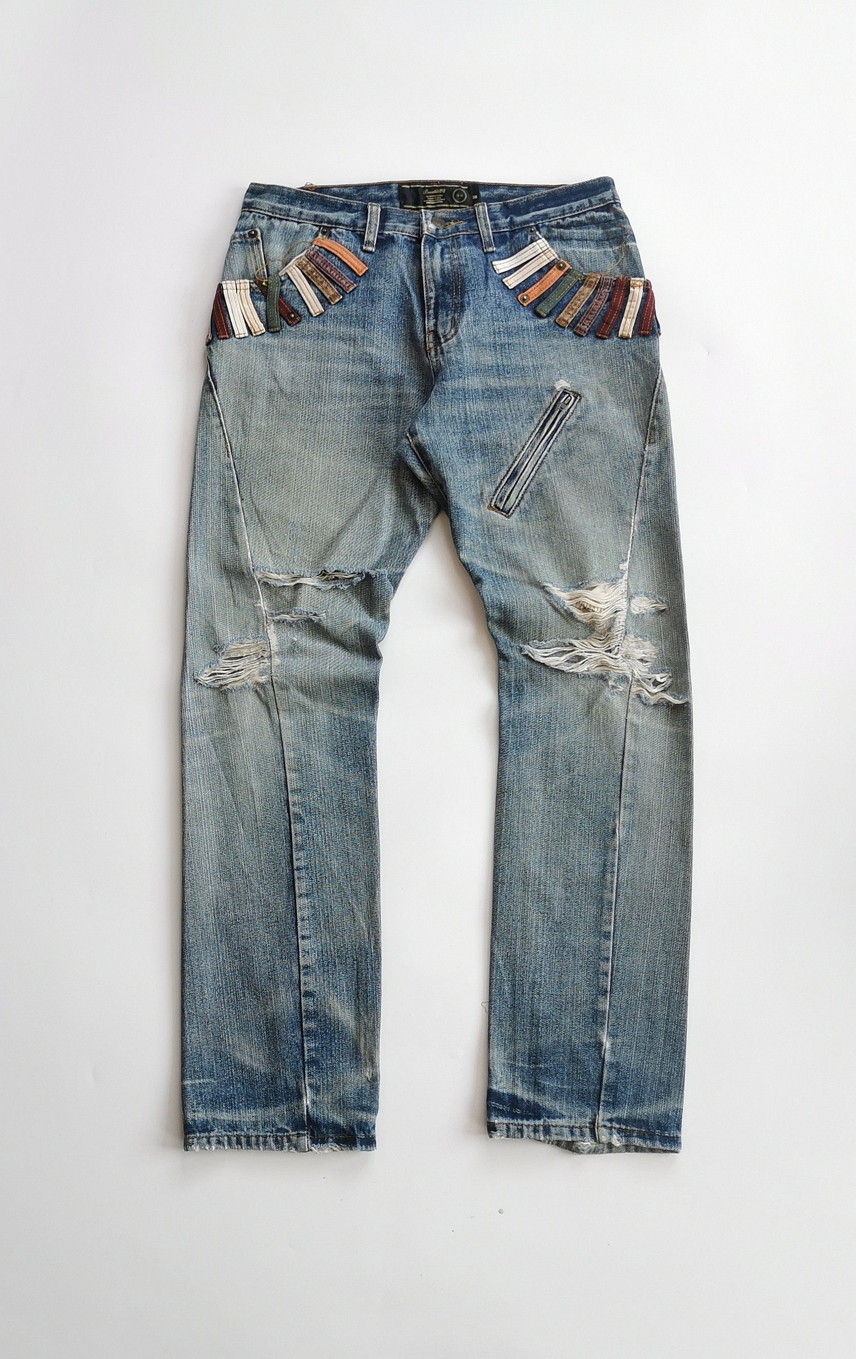 14th Addiction Breath Mint Double Waist Twist Distressed Denim Size US 31 - 1 Thumbnail