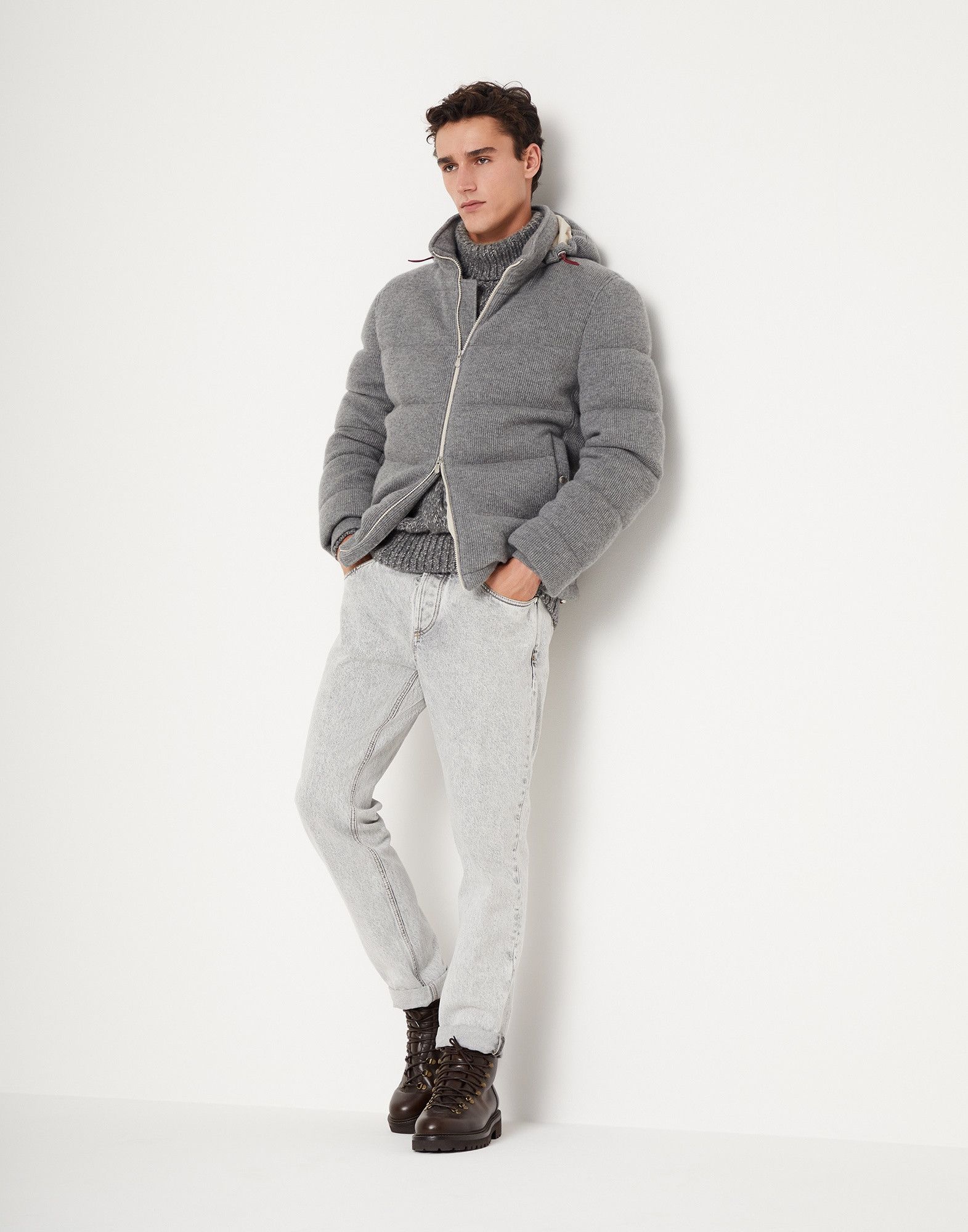 Brunello Cucinelli o1w1db10924 Cash Padded Outerwear in Dark Grey Size US XXL / EU 58 / 5 - 5 Thumbnail