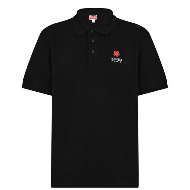 Image of Kenzo O1G2R1Mq0424 Crest Polo Shirts In Black, Men's (Size XL)