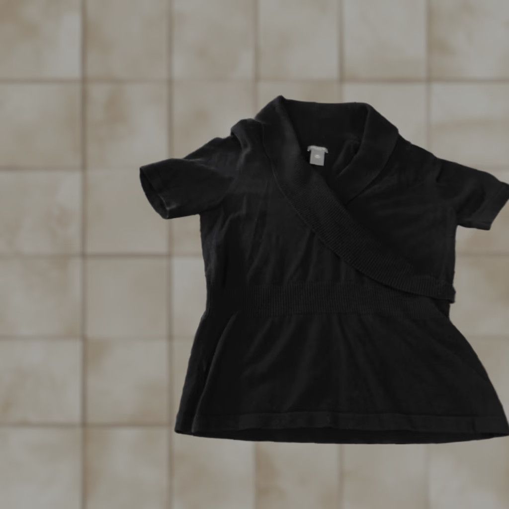 Ann Taylor Ann Taylor Sweater Pullover Knit V-Neck 1/4 Zip Black Petite Womens Short Sleeve Cotton Nylon Med Petite Size M / US 6-8 / IT 42-44 - 1 Thumbnail
