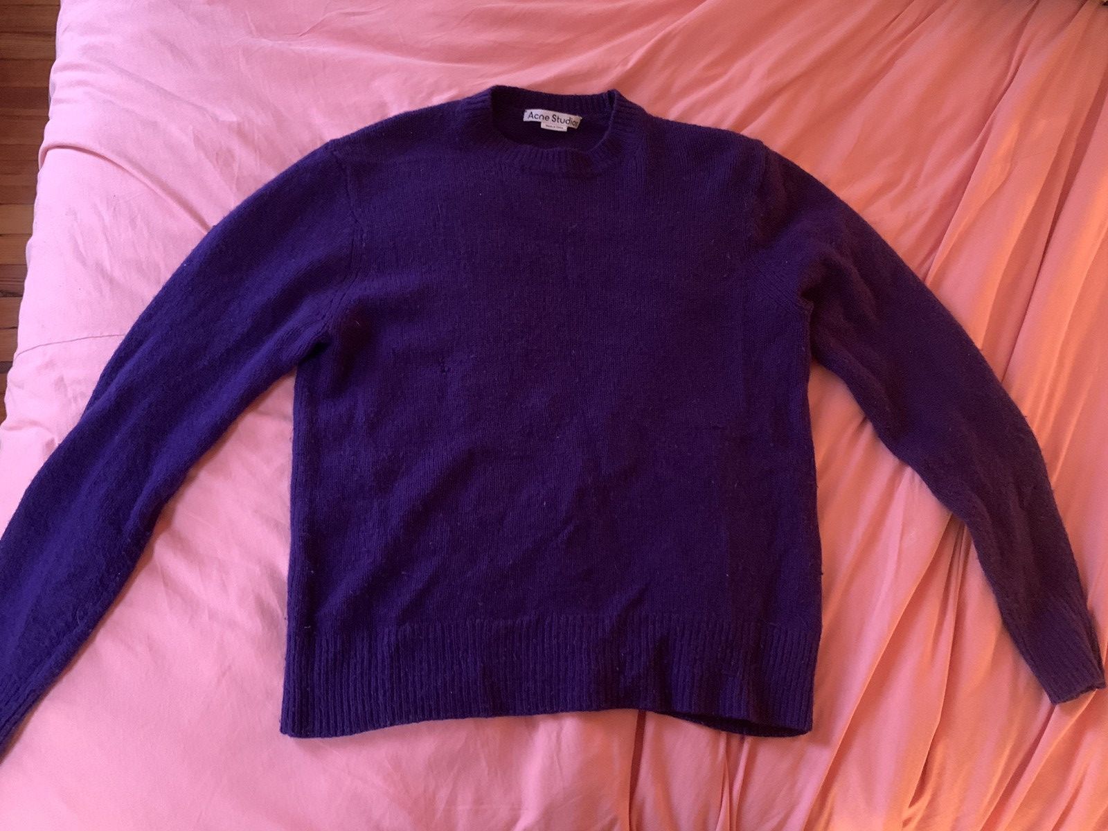 image of Acne Studios Wool/cashmere Crewneck Sweater in Purple, Men's (Size Medium)