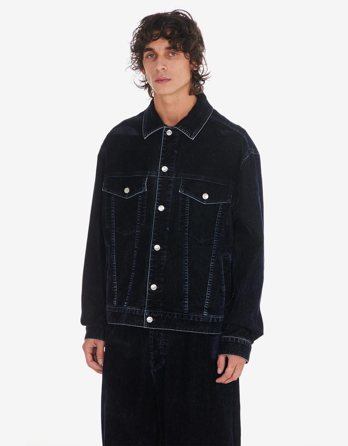 Nahmias Nahmias Blue Moleskin Trucker Jacket Size US L / EU 52-54 / 3 - 2 Thumbnail