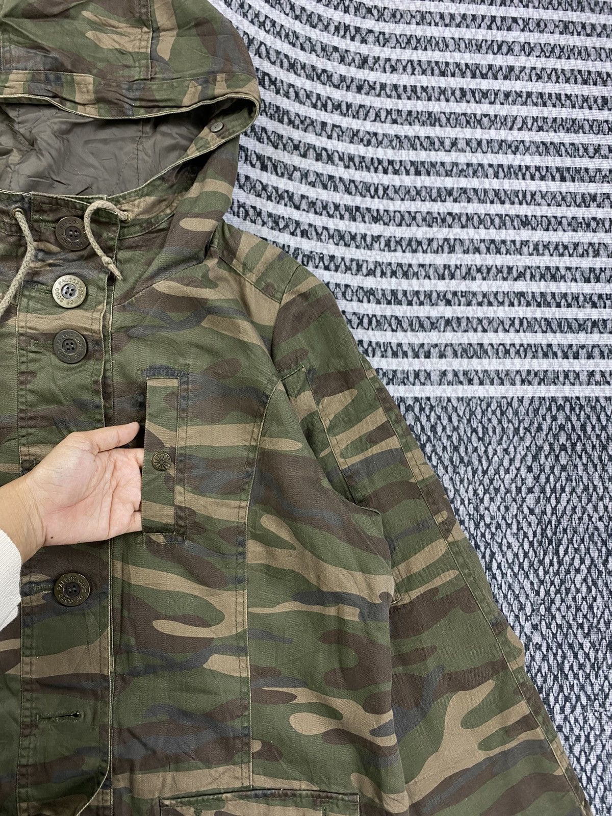 Japanese Brand Camouflage Woodland Japan Military Buttoned Hoodie Jacket Size M / US 6-8 / IT 42-44 - 8 Thumbnail