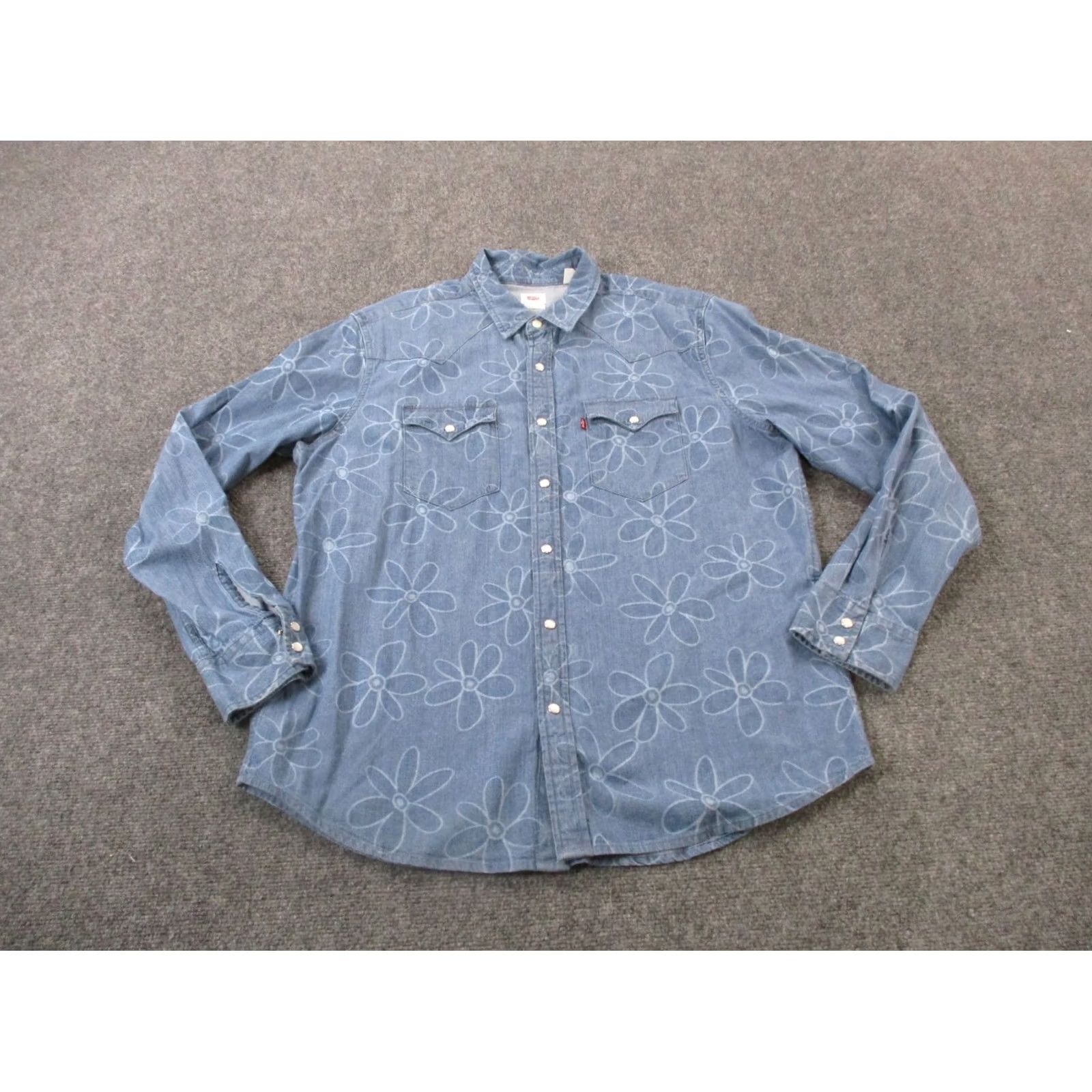 Levi's Levi's Shirt Mens L Floral Chambray Western Pearl Snap Button-Up Outdoor Size US L / EU 52-54 / 3 - 2 Thumbnail