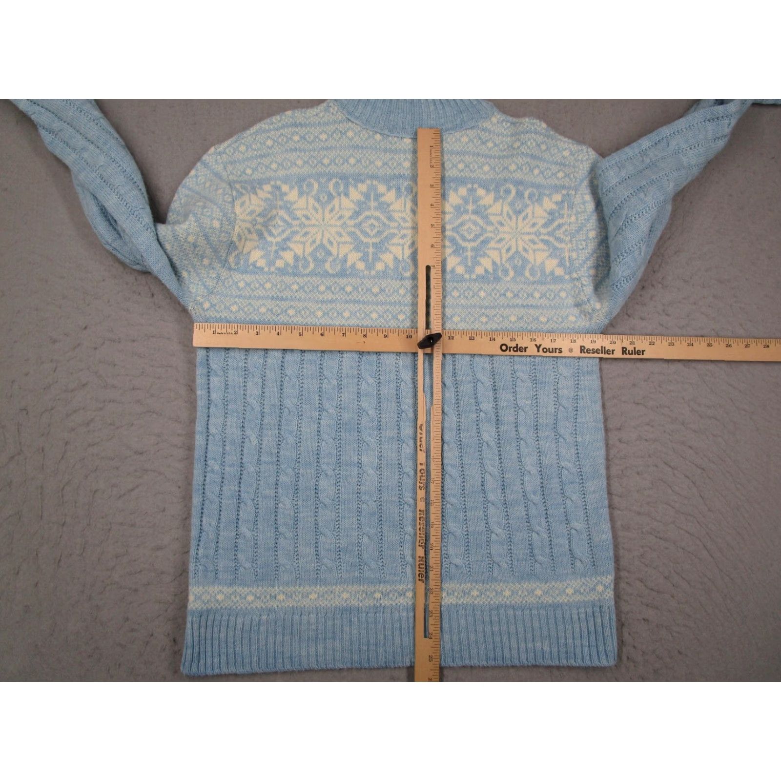 Jantzen VINTAGE Jantzen Sweater Women M Blue Fair Isle Cable Knit Pullover 90s Crew Neck Size M / US 6-8 / IT 42-44 - 5 Thumbnail
