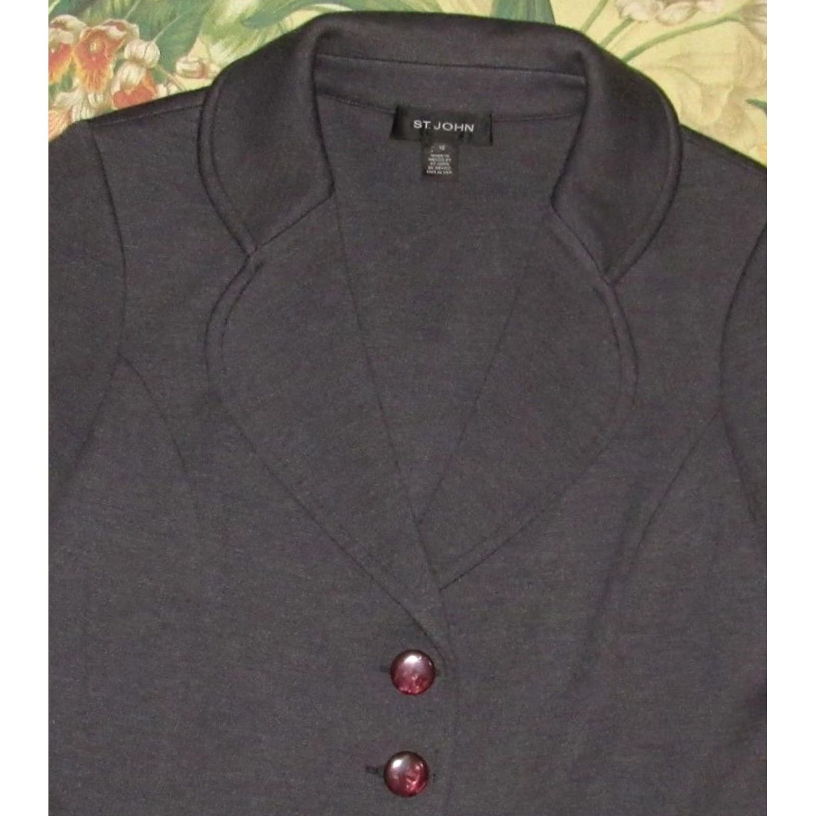 Vintage ST JOHN Grey Blazer Jacket 12 Blazer Women Wool Rayon Blend Knit Grey 12 Womens Size XL / US 12-14 / IT 48-50 - 2 Thumbnail