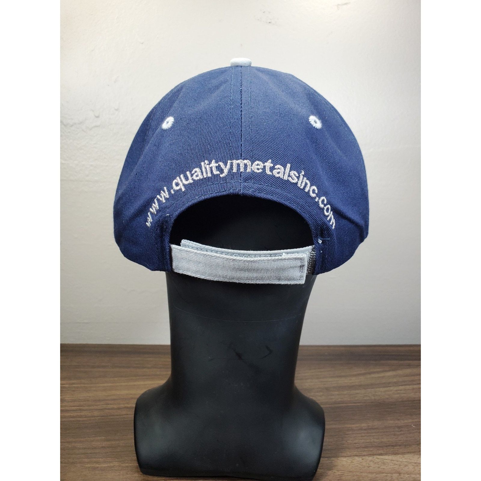 Vintage QUALITY METALS Hat Diamond Plate Baseball Cap Blue & Chrome Size ONE SIZE - 8 Thumbnail