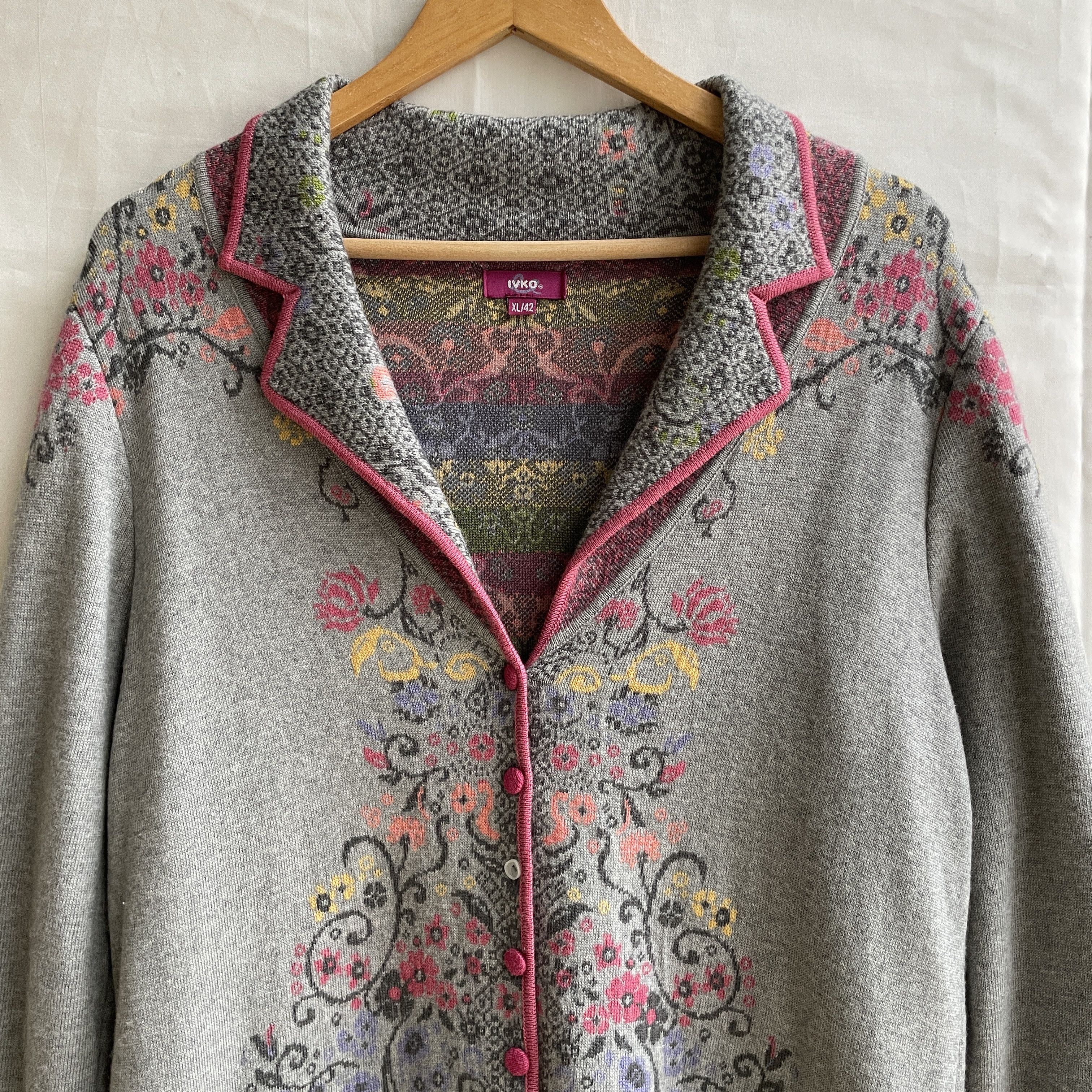 Other IVKO Vintage Floral Wool Long Cardigan Size XL Size XL / US 12-14 / IT 48-50 - 3 Thumbnail
