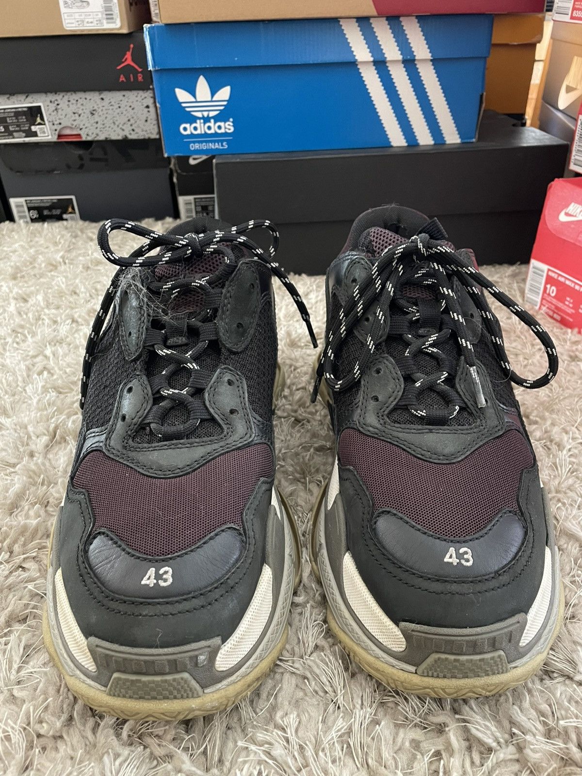 Balenciaga Balenciaga Triple S Burgandy & Black Size US 10 / EU 43 - 4 Thumbnail