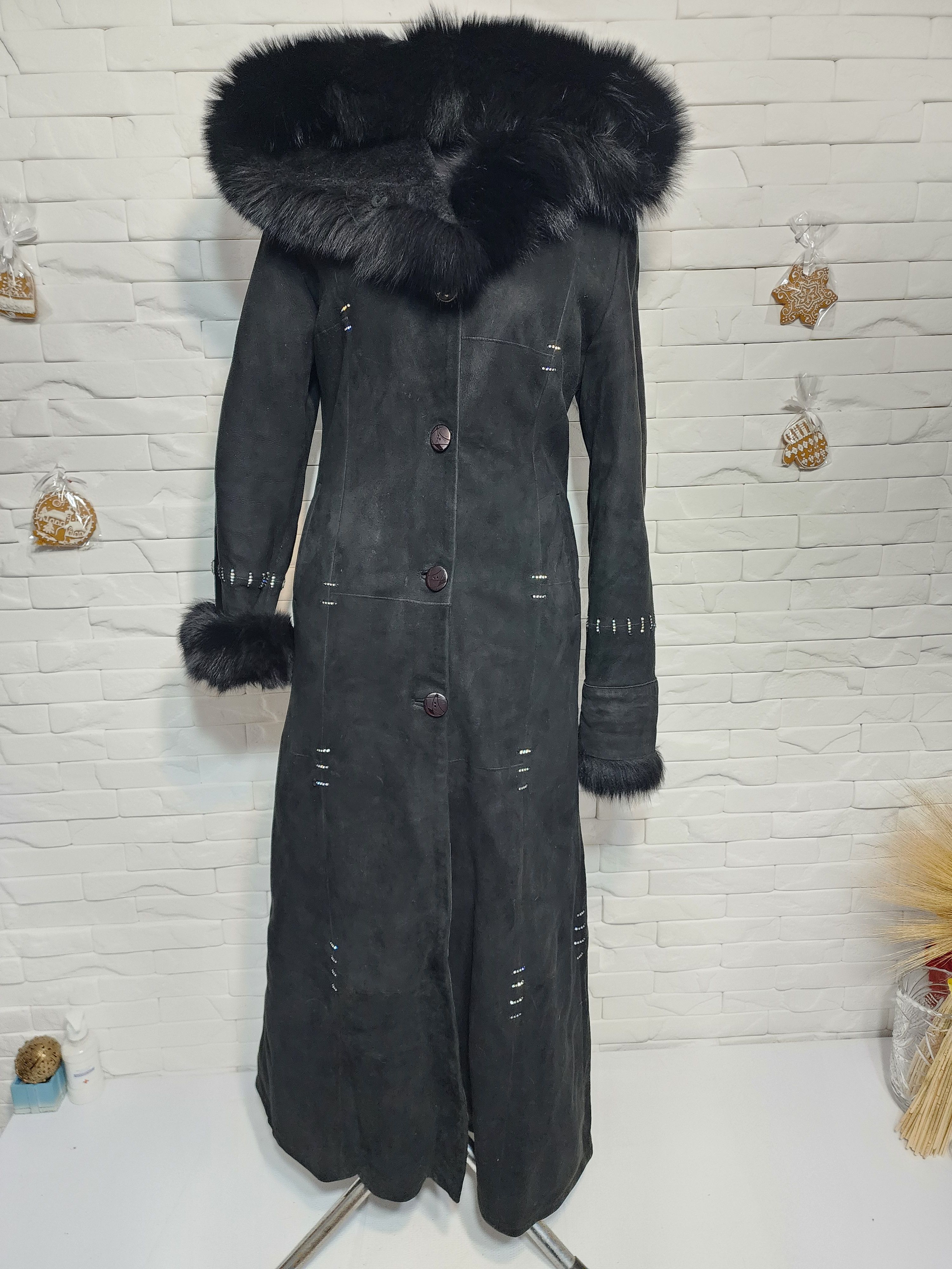 Furla Black Sheepskin Coat: Women's Hooded Fur Jacket, Button Size M / US 6-8 / IT 42-44 - 1 Thumbnail