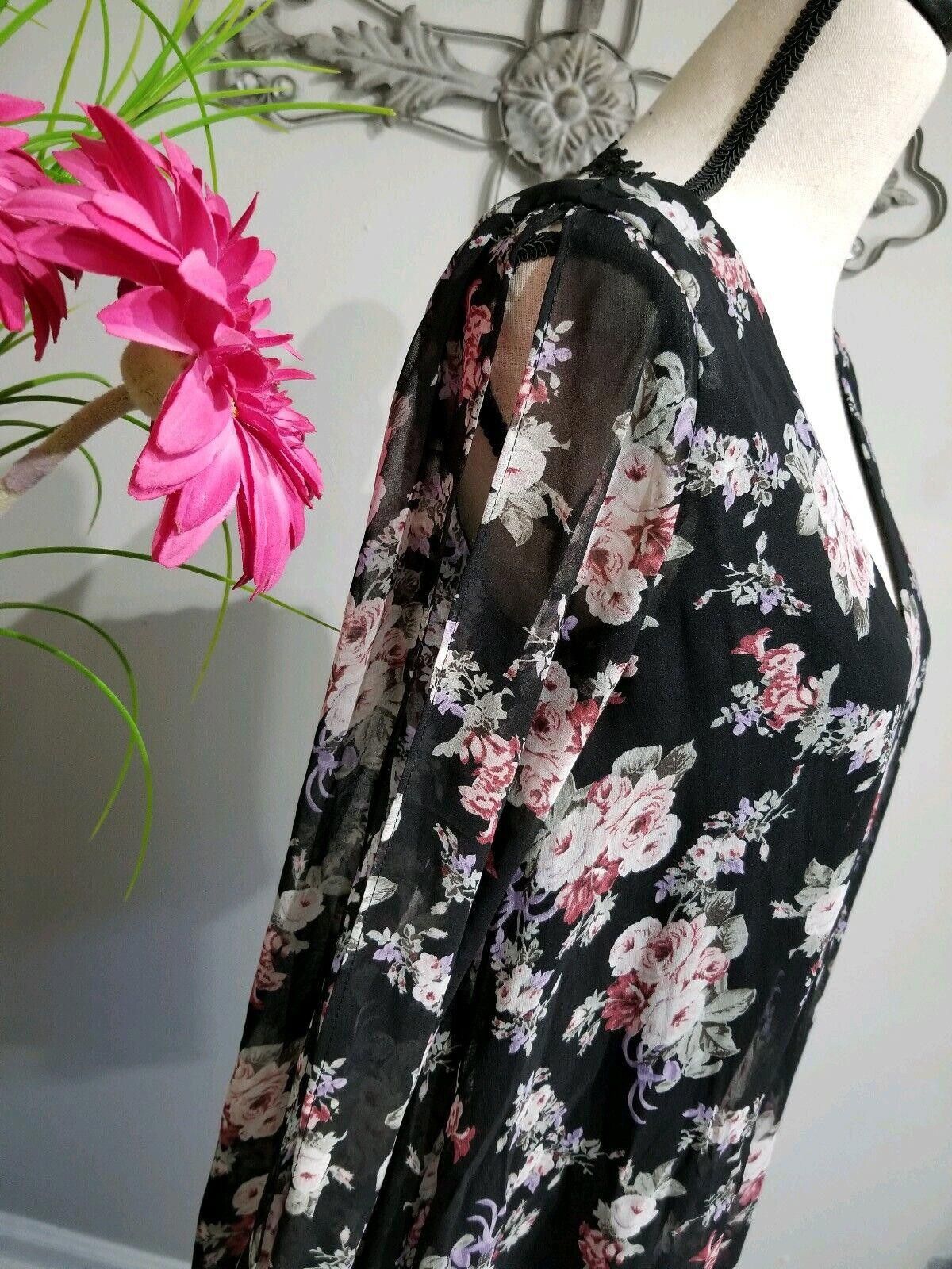 Designer Cotton Candy Dress SMALL black Split Long Sleeve open back Size S / US 4 / IT 40 - 4 Thumbnail