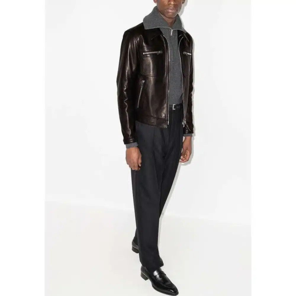 Tom Ford o1loc1c0226 TFL855 Lamp Leather Jacket in Brown Size US M / EU 48-50 / 2 - 3 Thumbnail
